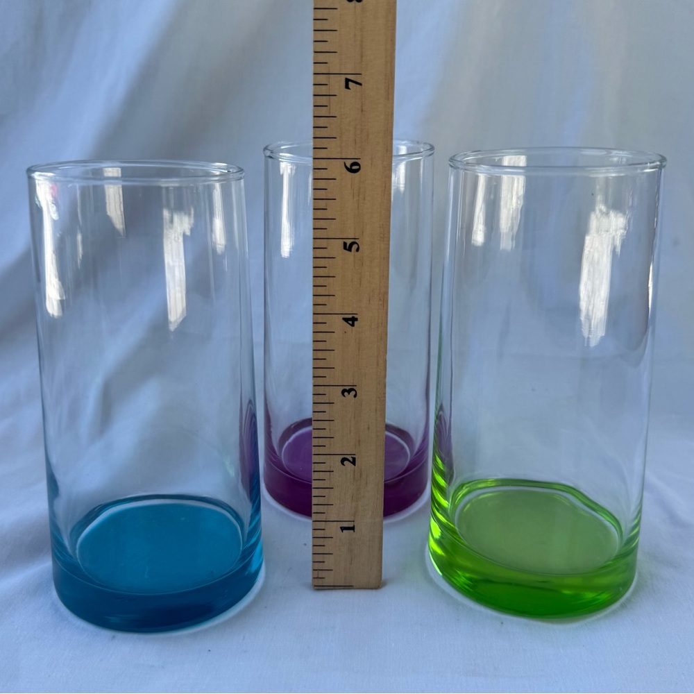 Vintage 80s Colorful Glass Tumblers Set - Picture 2 of 2